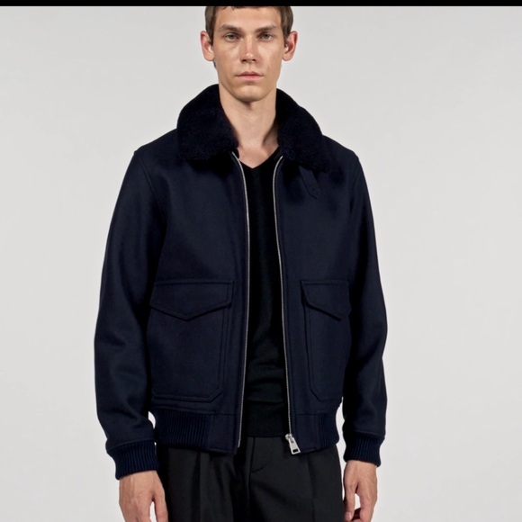 Sandro Other - Sandro Mens Aviator Jacket. NWT. Size 2XL. Black  with removable black collar.